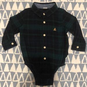 EUC Baby Gap blue green plaid button down shirt